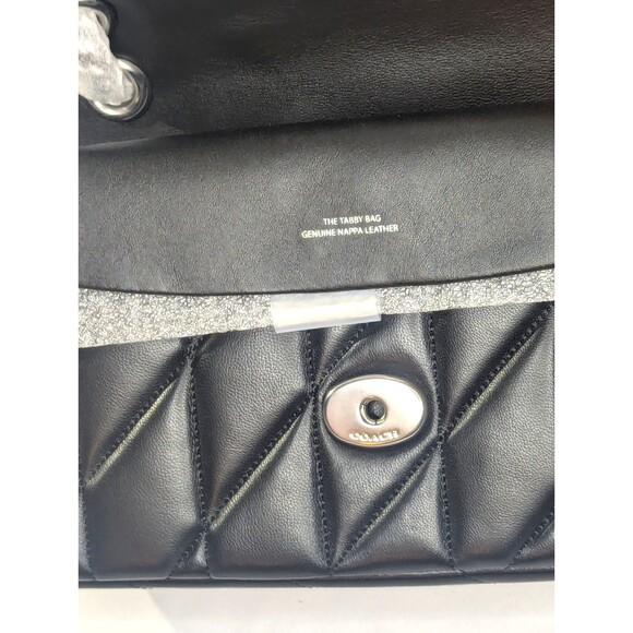 Coach Quilted Tabby Shoulder Bag 26  - Black & Silver, Chain Strap, Brand New - Picture 8 of 11
